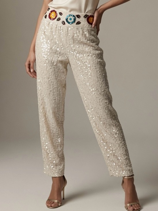Emma Black Pants - EMMA BLACK BEADED SEQUIN PANTS size 6 women’s  boho hippie vtg Y2K silk